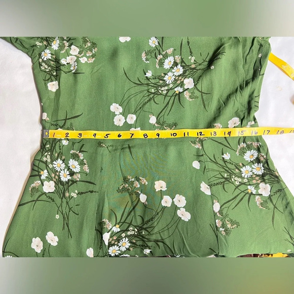 REFORMATION Lomita Green floral long sleeve open back PERSIS mini dress size 10. - Picture 15 of 16